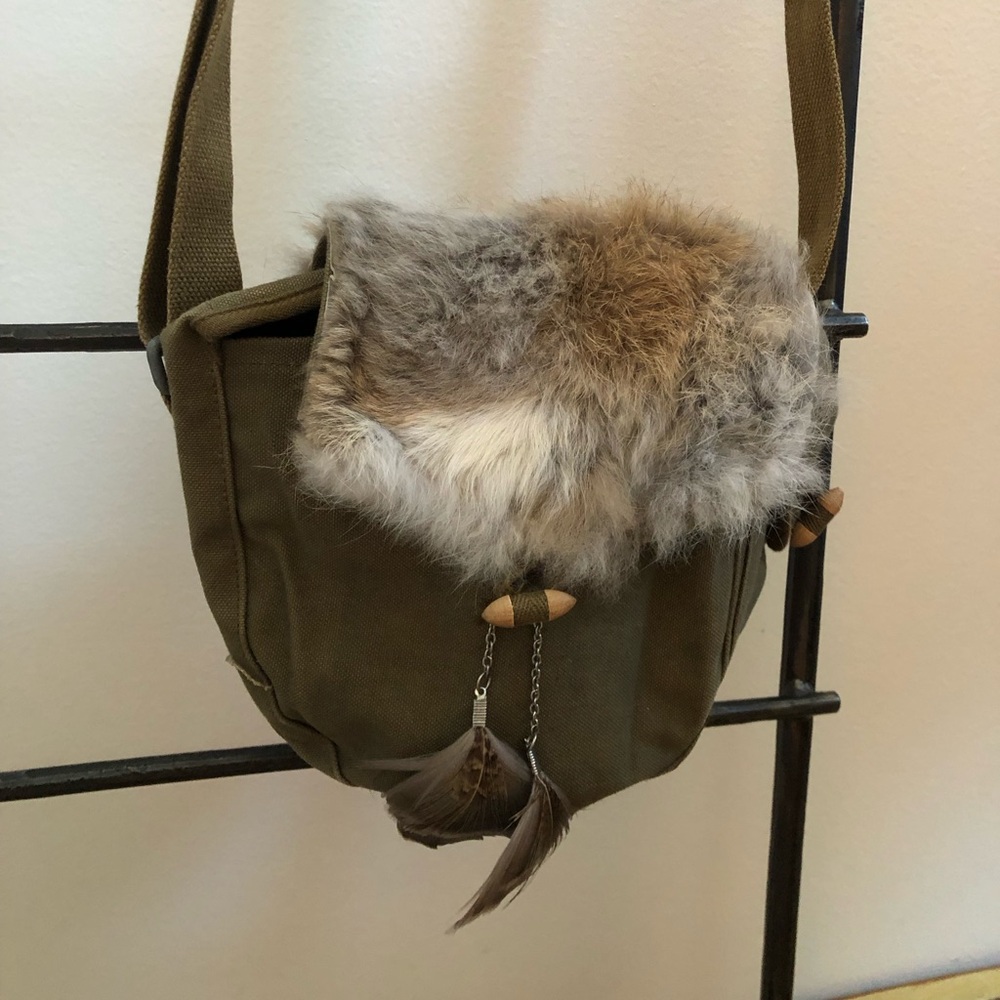 Green Mini Purse with Fur